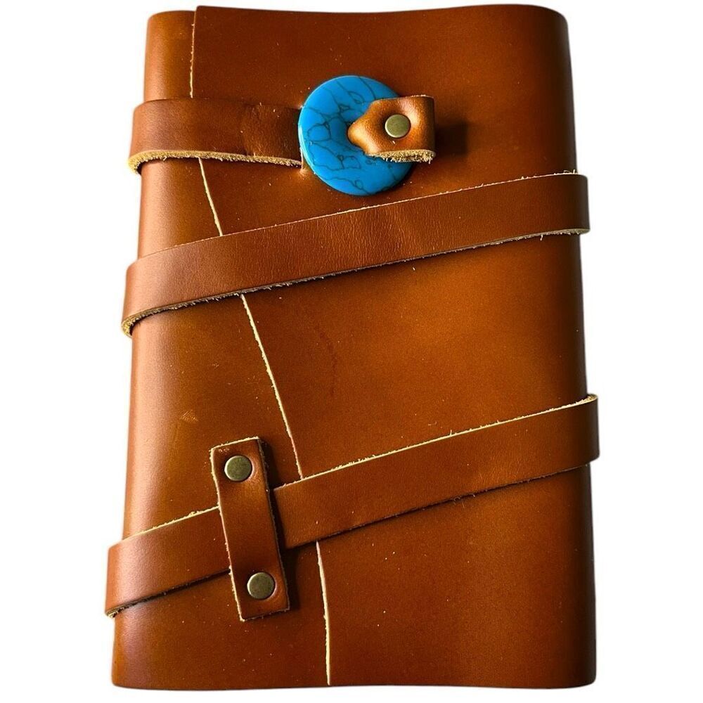 Portland Leather Goods Medium Madrone Wrap Journal with Turquoise Closure